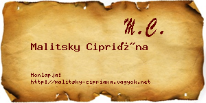 Malitsky Cipriána névjegykártya